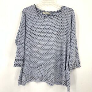 Margaret Winters Baby Blue Sweater Honeycomb Texture Knit Lagenlook Boho Women M